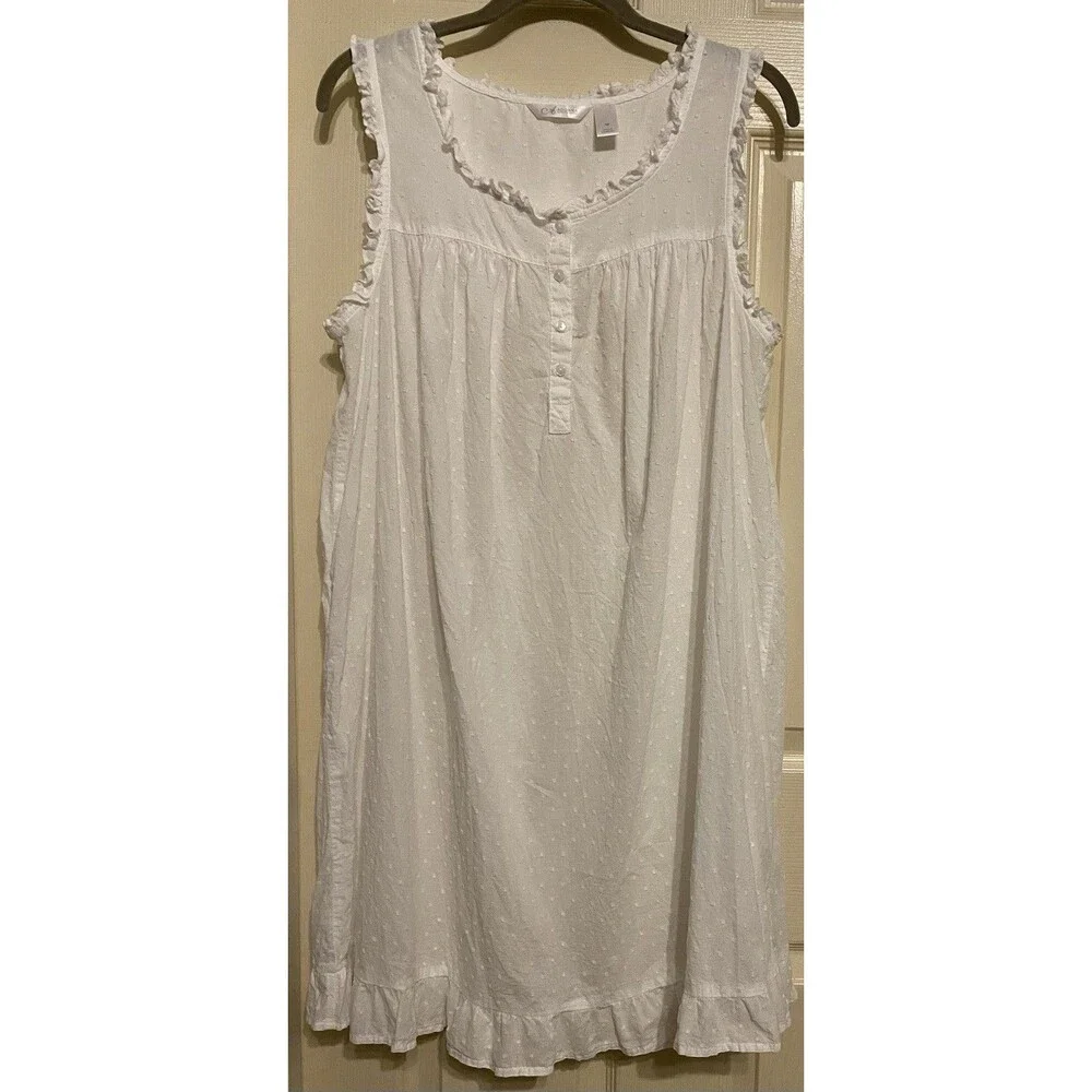 Adonna Sleepwear Nightgown Cotton Swiss Dot Sz M Cottagecore Prairie Romantic - Picture 1 of 15
